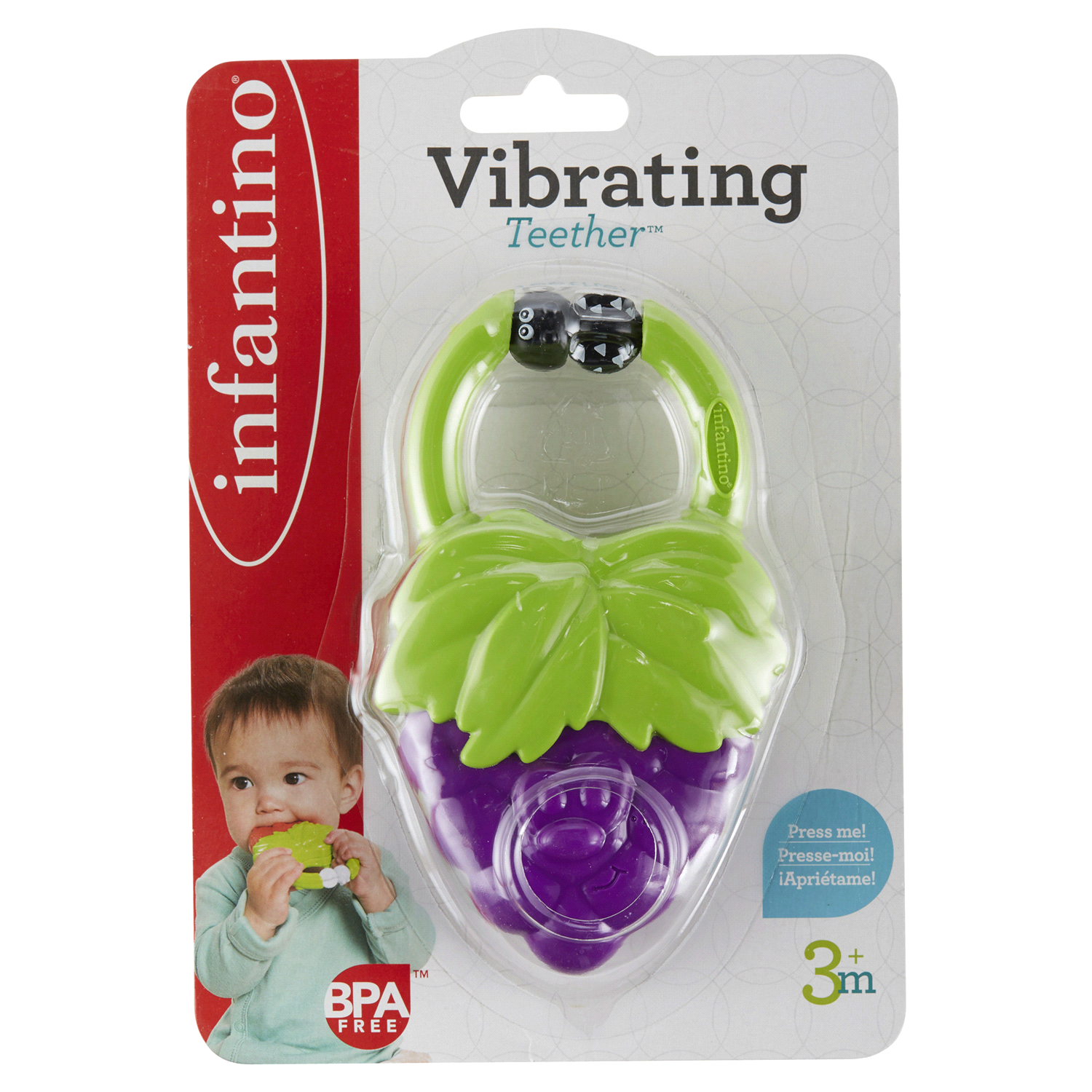 slide 1 of 2, Infantino Strawberry Vibrating Teethers, 1 ct