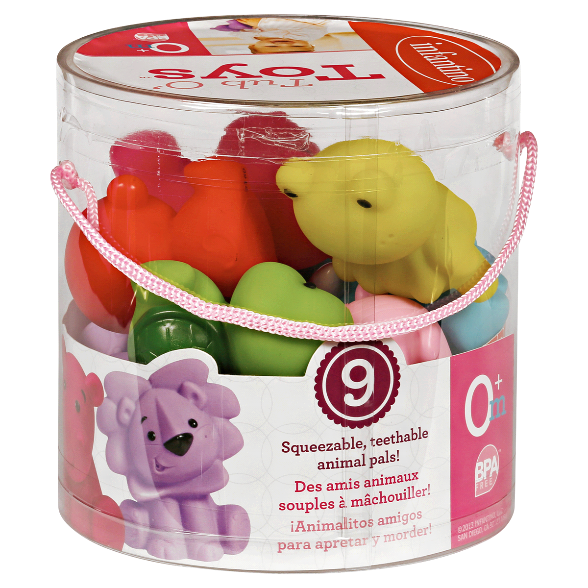 slide 5 of 6, Infantino Tub o' Toys - Animals, 9 ct