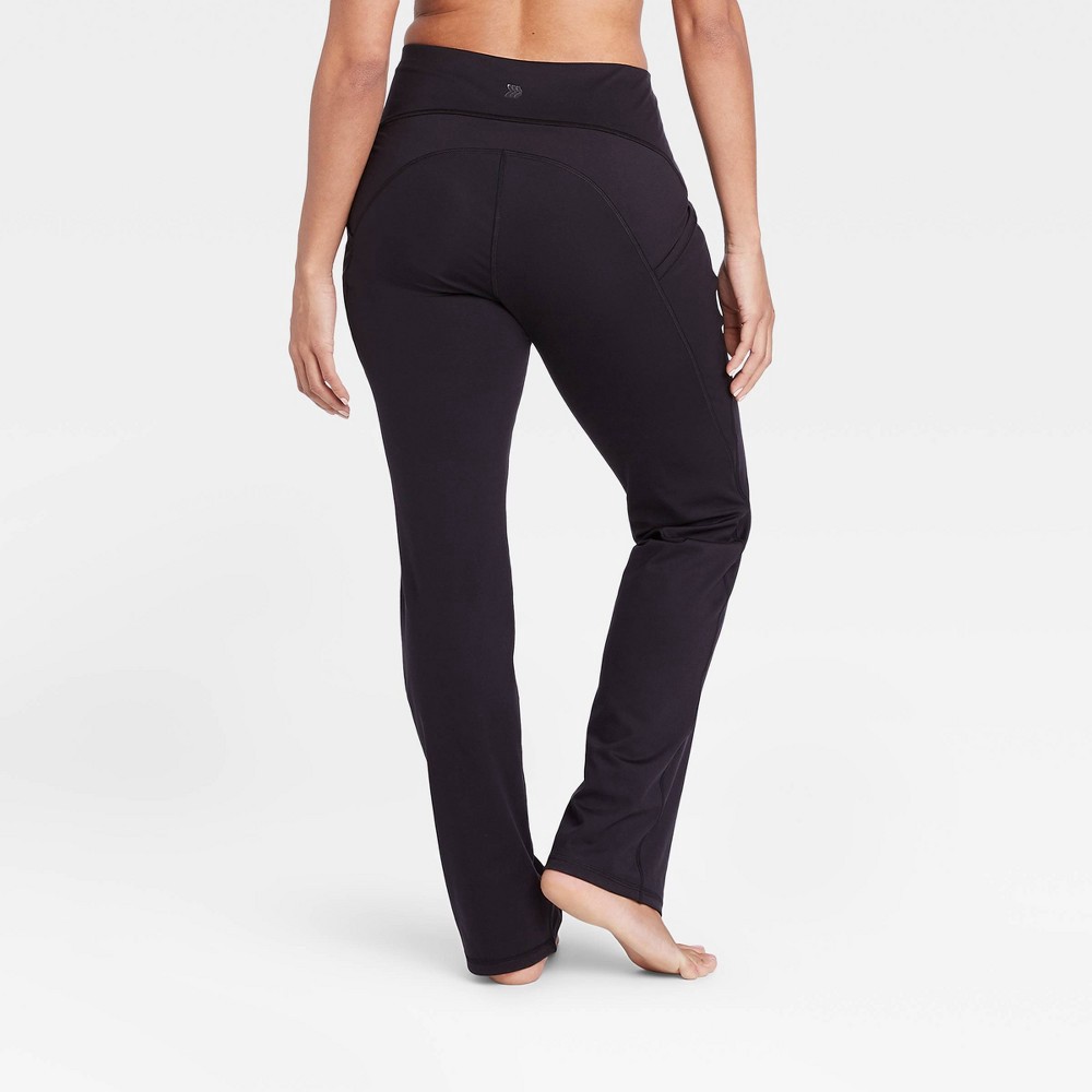 Women's Contour Curvy High-Rise Straight Leg Pants with Power Waist 34.5 -  All in Motion Black XS - Long 1 ct
