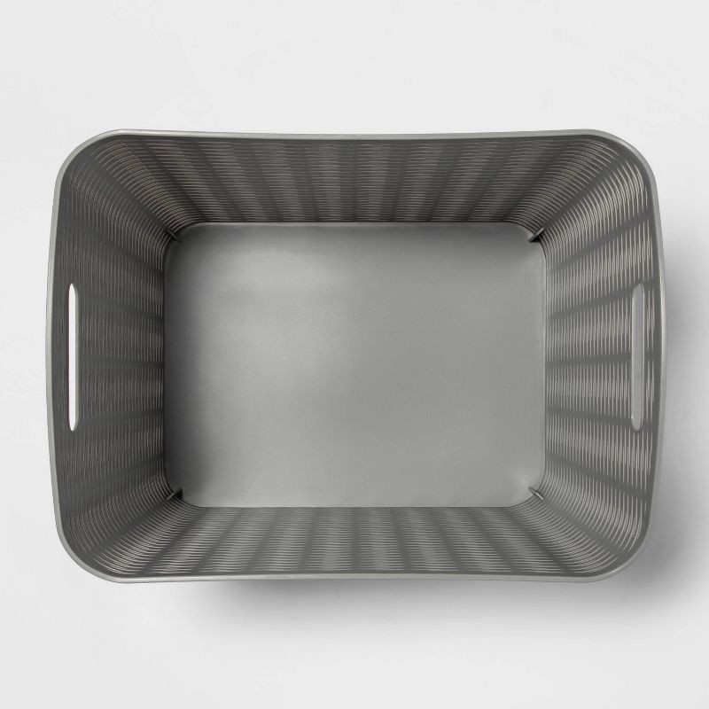 slide 3 of 3, Wave XL Curved Storage Bin Gray - Brightroom™: BPA-Free Polypropylene, 26L Capacity, Cut-Out Handles, Universal Placement, 26 liter