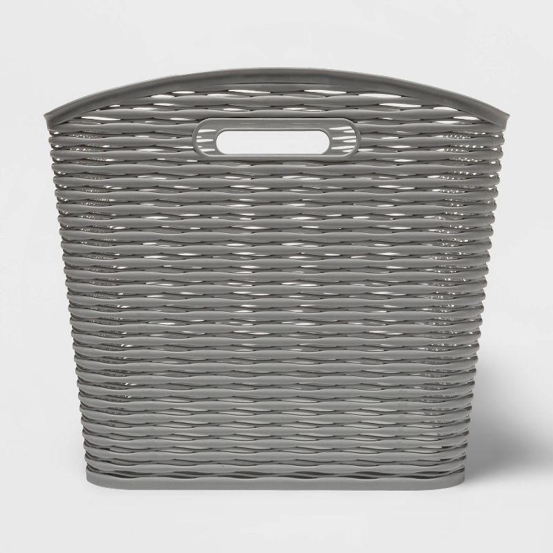 slide 1 of 3, Wave XL Curved Storage Bin Gray - Brightroom™: BPA-Free Polypropylene, 26L Capacity, Cut-Out Handles, Universal Placement, 26 liter