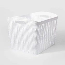 Wave XL Curved Storage Bin White - Brightroom™: Polypropylene, 26L Capacity, Cut-Out Handles, Universal Placement