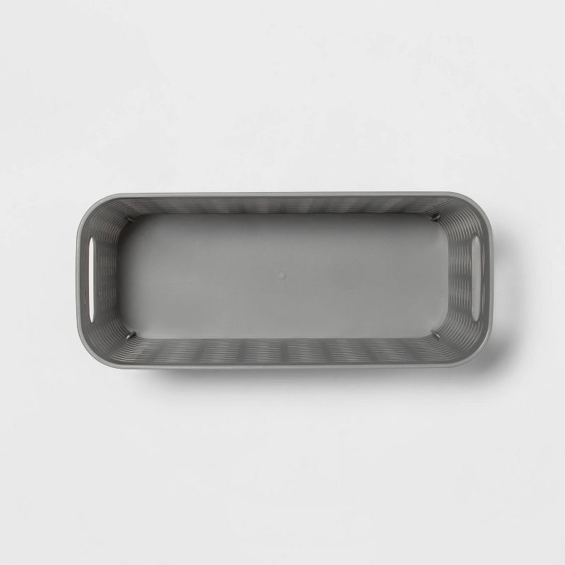 slide 3 of 3, Wave Narrow Medium Storage Bin Gray - Brightroom™: BPA-Free Polypropylene, 13.8"x5.7"x5.3", Universal Placement, 1 ct