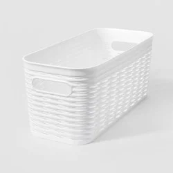 Wave Narrow Medium Storage Bin White - Brightroom™: Polypropylene, 13.8"x5.7"x5.3", Universal Placement