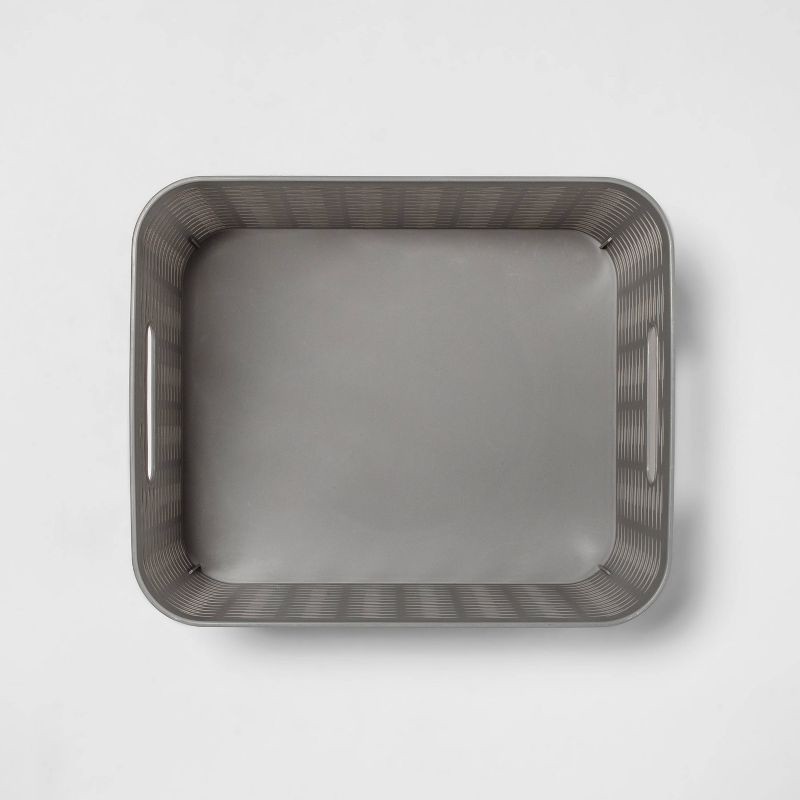 slide 3 of 3, Wave Medium Storage Bin Gray - Brightroom™: BPA-Free Polypropylene, 11 Volume, Cut-Out Handles, 13 Inch Cube Compatible, 1 ct