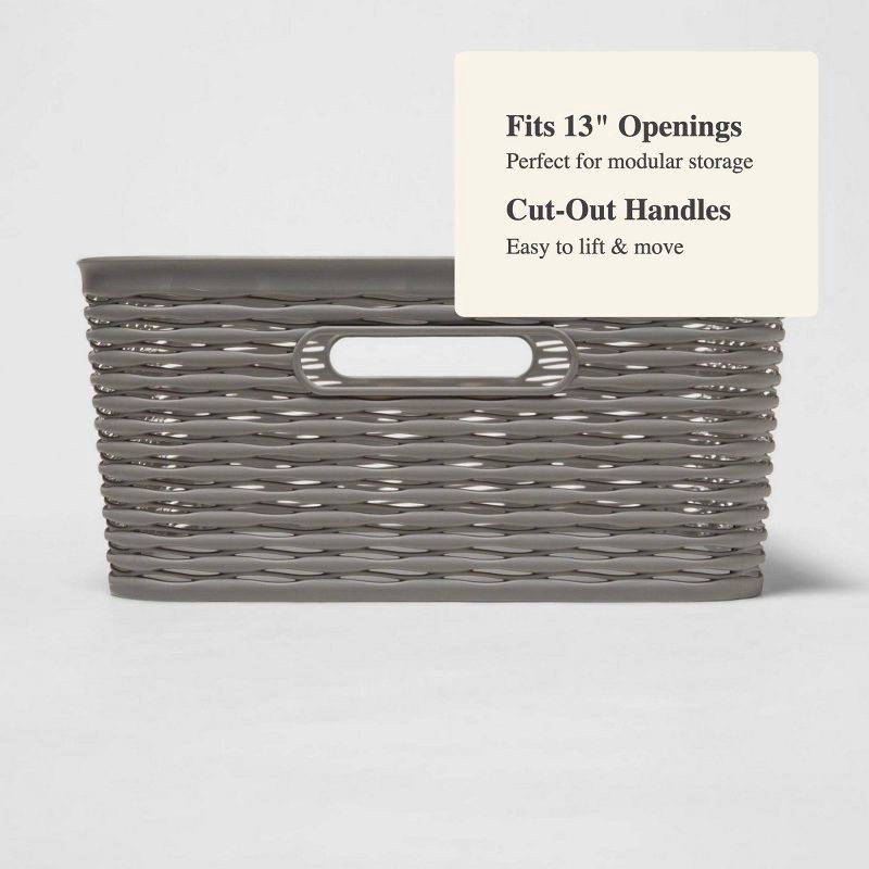 slide 4 of 4, Wave Medium Storage Bin Gray - Brightroom™: Polypropylene, 11 Volume, Cut-Out Handles, 13 Inch Cube Compatible, 1 ct