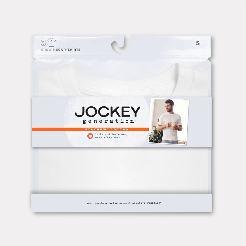 slide 3 of 6, Jockey Generation™ Men's Stay New Cotton 3pk Crewneck Short Sleeve T-Shirt - White XXL, 3 ct