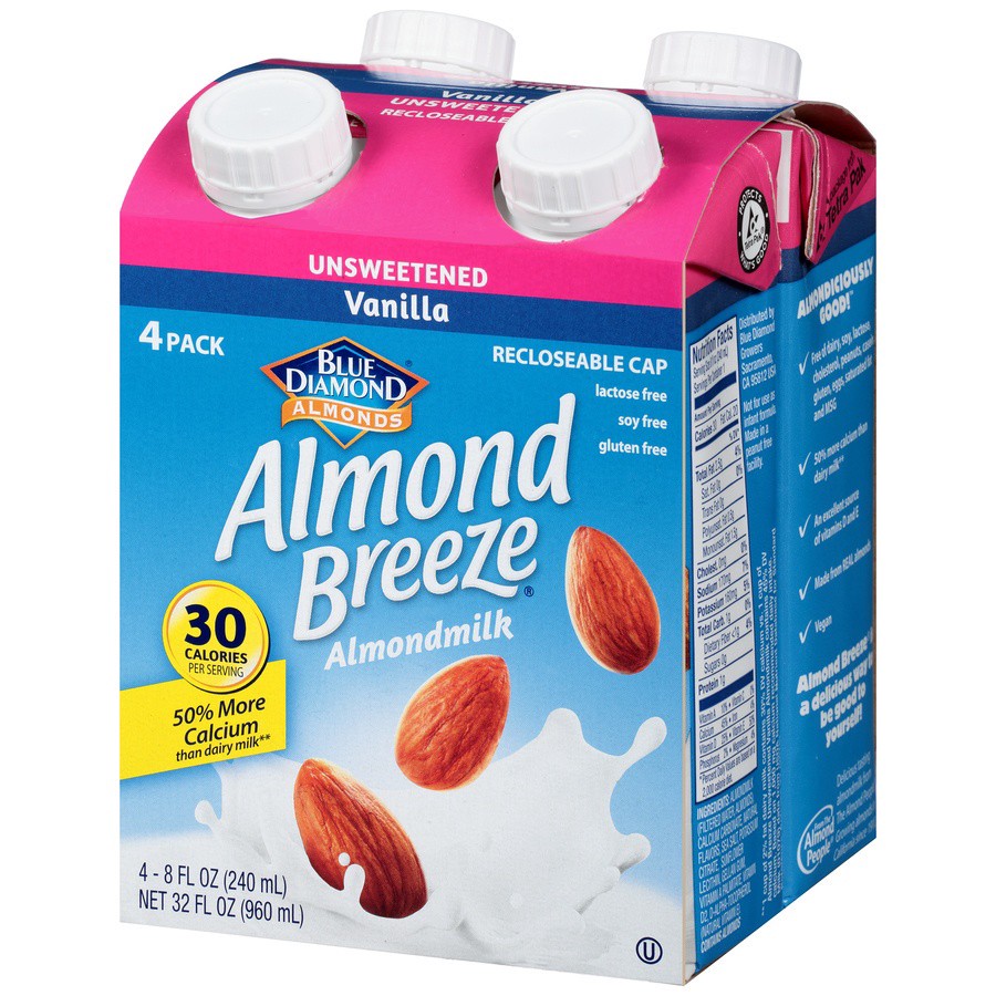 slide 3 of 8, Almond Breeze Unsweetened Vanilla, 8 oz