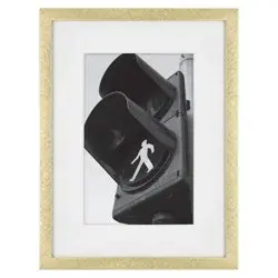 6.4" x 8.4" Matted to 4" x 6" Thin Metal Tabletop Frame Brass - Threshold™
