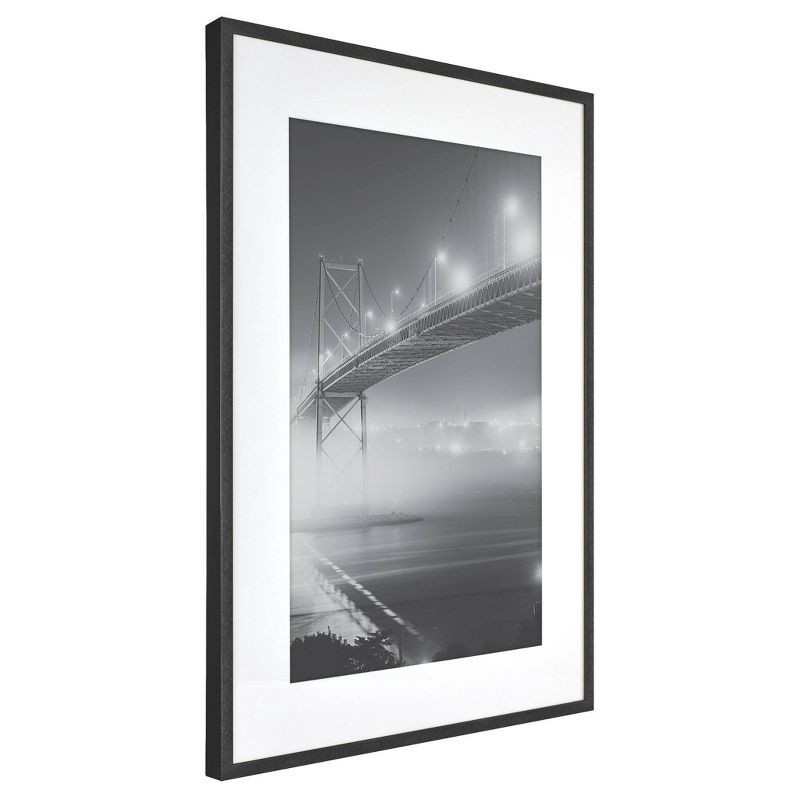slide 2 of 5, 15.4"x21.4" Matted to 11" x 17" Thin Gallery Matted Wall Frame Black - Threshold™: Modern Aluminum Wall Display, 1 ct