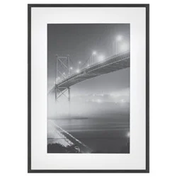 15.4"x21.4" Matted to 11" x 17" Thin Gallery Matted Wall Frame Black - Threshold™: Modern Aluminum Wall Display