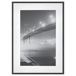 15.4"x21.4" Matted to 11" x 17" Thin Gallery Matted Wall Frame Black - Threshold™: Modern Aluminum Wall Display