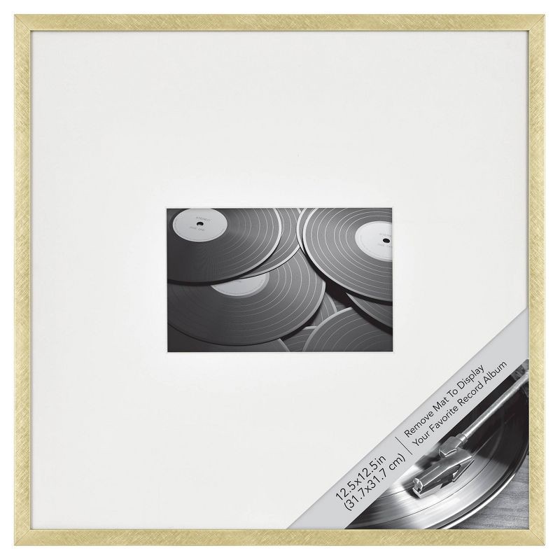 slide 1 of 6, 12.9" x 12.9" Matted to 4" x 6" Thin Metal Gallery Frame Brass - Threshold™, 1 ct