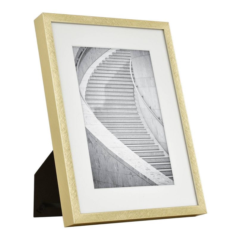 slide 2 of 4, 7.4" x 9.4" Matted to 5" x 7" Thin Metal Tabletop Frame Brass - Threshold™, 1 ct