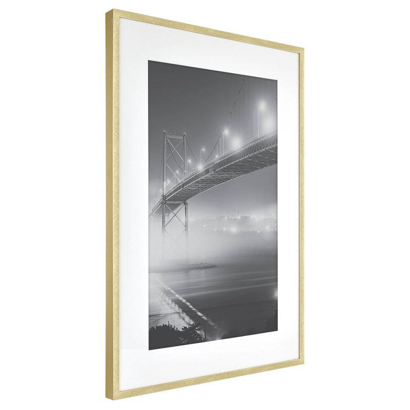 slide 2 of 5, 15.4" x 21.4" Matted to 11" x 17" Thin Metal Gallery Frame Brass - Threshold™: Modern Wall Decor, Aluminum, 1 ct