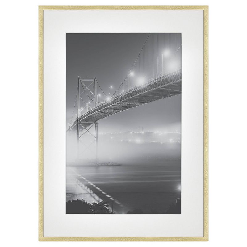 slide 1 of 5, 15.4" x 21.4" Matted to 11" x 17" Thin Metal Gallery Frame Brass - Threshold™, 1 ct