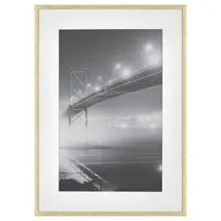 15.4" x 21.4" Matted to 11" x 17" Thin Metal Gallery Frame Brass - Threshold™