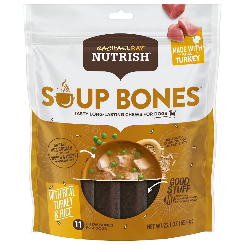 slide 1 of 5, Nutrish Soup Bones Real Turkey & Rice Chewy Dog Treats - 23.1oz/11ct, 23.1 oz, 11 ct