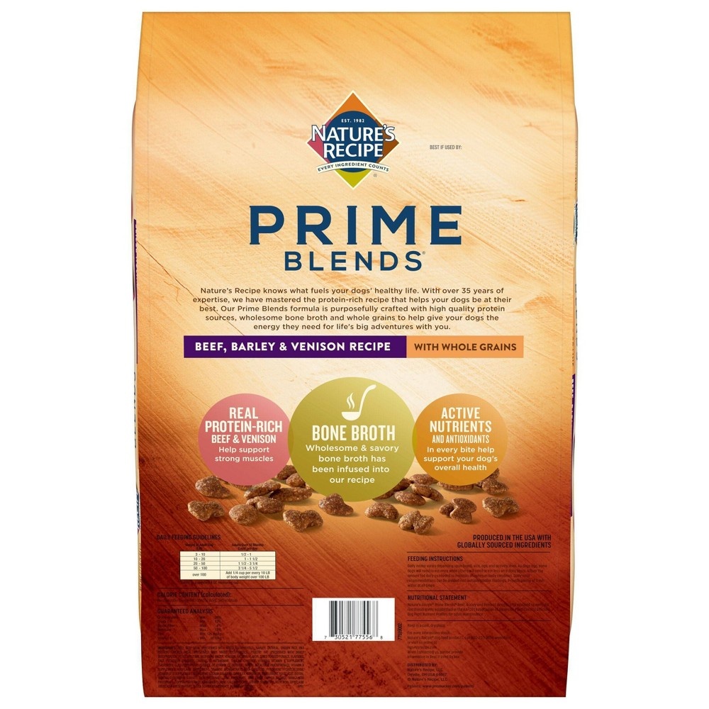 slide 4 of 9, Nature's Recipe Prime Blends Beef, Barley & Venison Recipe Adult Dry Dog Food, 12 lb