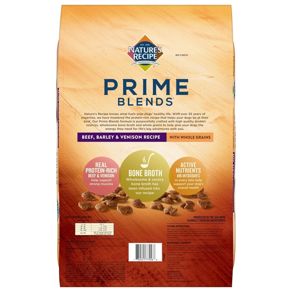 slide 7 of 9, Nature's Recipe Prime Blends Beef, Barley & Venison Recipe Adult Dry Dog Food, 12 lb