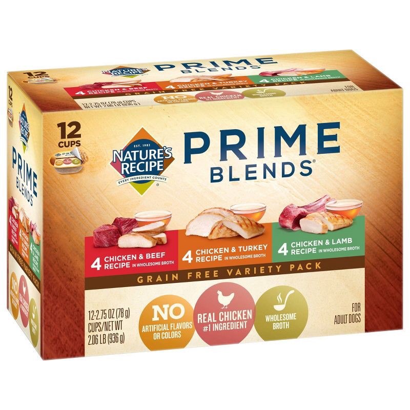 slide 7 of 8, Nature's Recipe Grain-Free Chicken, Beef, Turkey & Lamb Wet Dog Food - 2.75oz/12ct Variety Pack, 2.75 oz, 12 ct