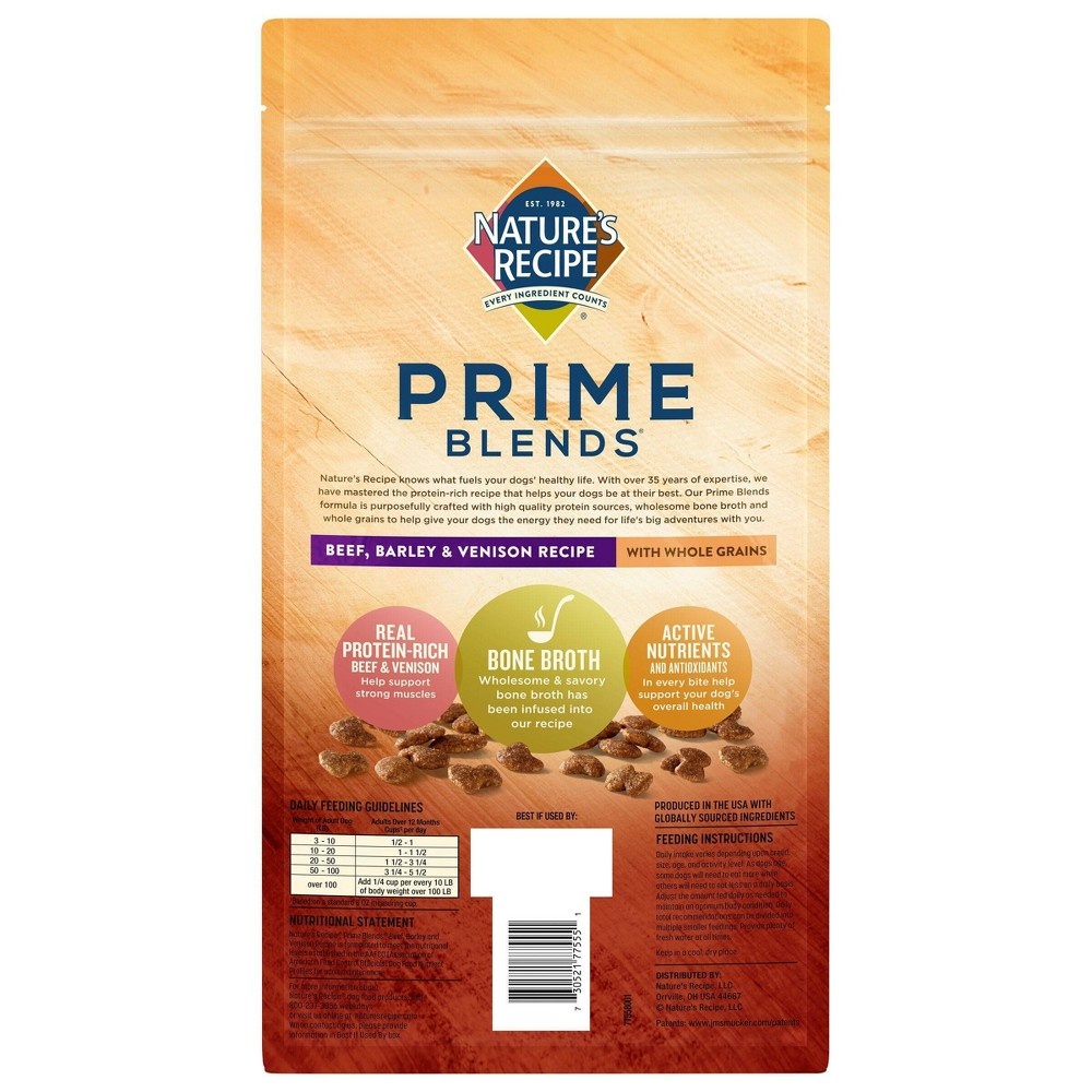 slide 5 of 9, Nature's Recipe Prime Blends Beef, Barley & Venison Recipe Adult Dry Dog Food, 4 lb