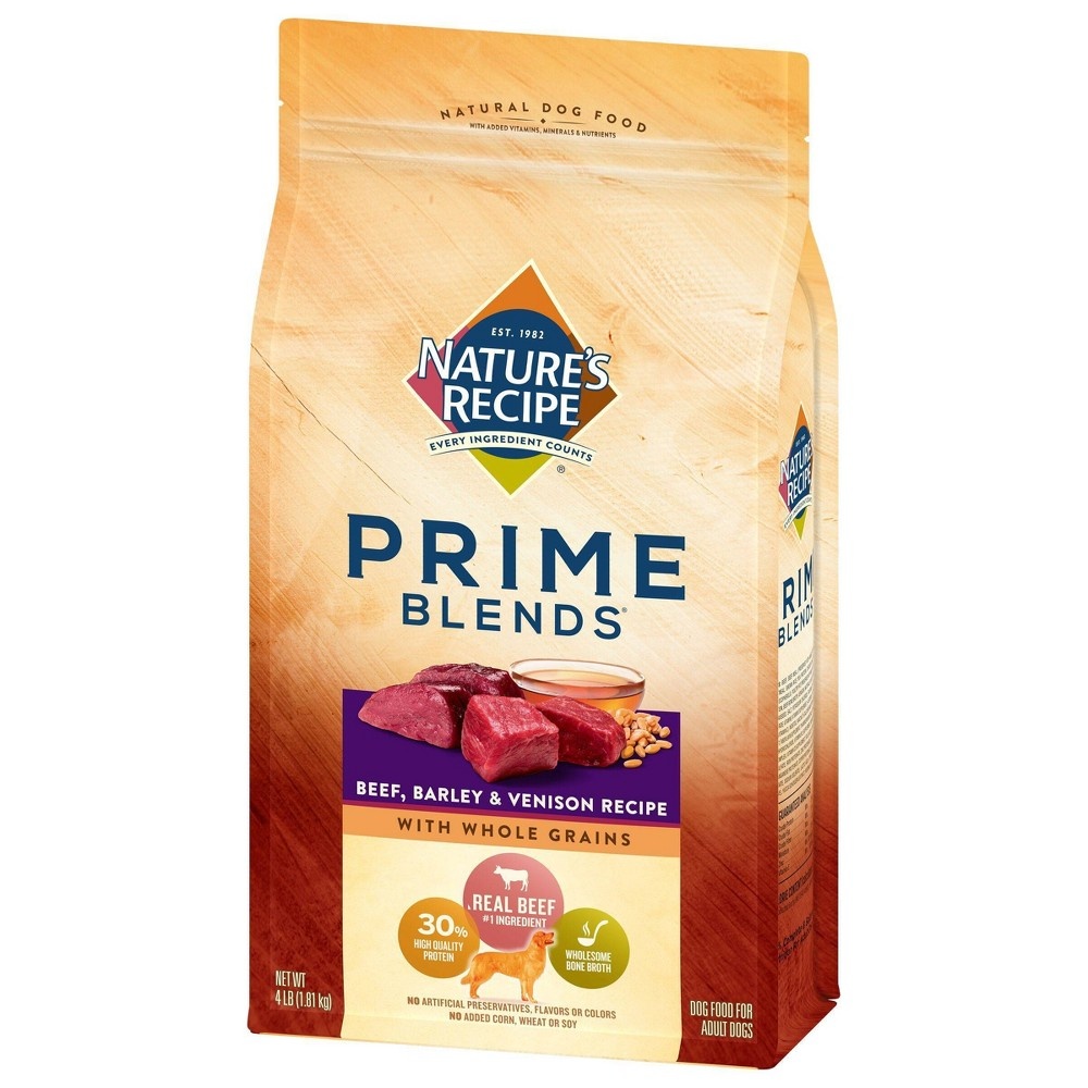 slide 6 of 9, Nature's Recipe Prime Blends Beef, Barley & Venison Recipe Adult Dry Dog Food, 4 lb