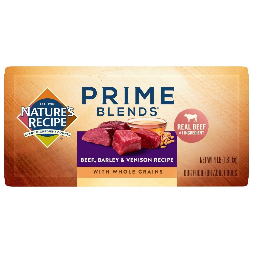 slide 2 of 9, Nature's Recipe Prime Blends Beef, Barley & Venison Recipe Adult Dry Dog Food, 4 lb