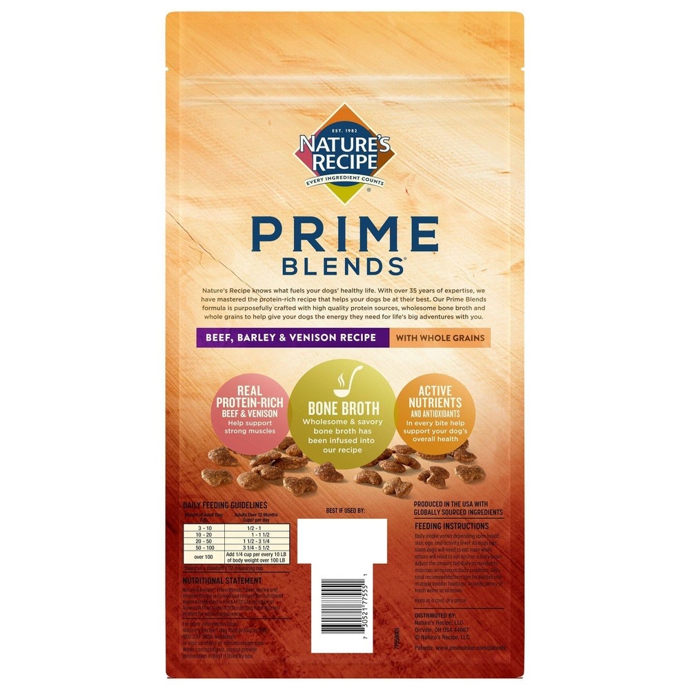 slide 3 of 9, Nature's Recipe Prime Blends Beef, Barley & Venison Recipe Adult Dry Dog Food, 4 lb