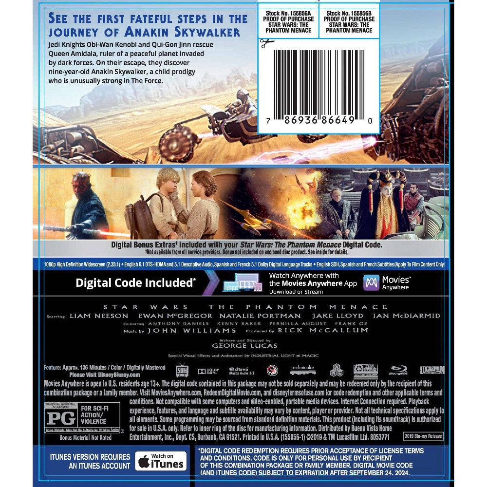 Disney Star Wars: The Phantom Menace (Blu-ray + Digital) 1 ct | Shipt