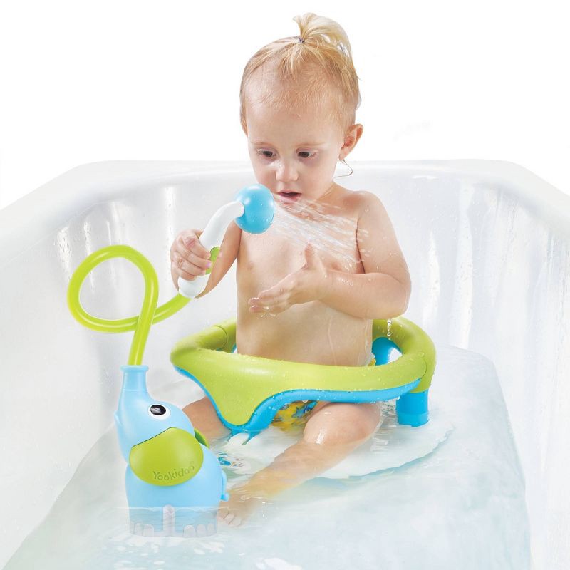 slide 4 of 11, Yookidoo Elephant Baby Shower Bath Toy - Blue/Green, 1 ct