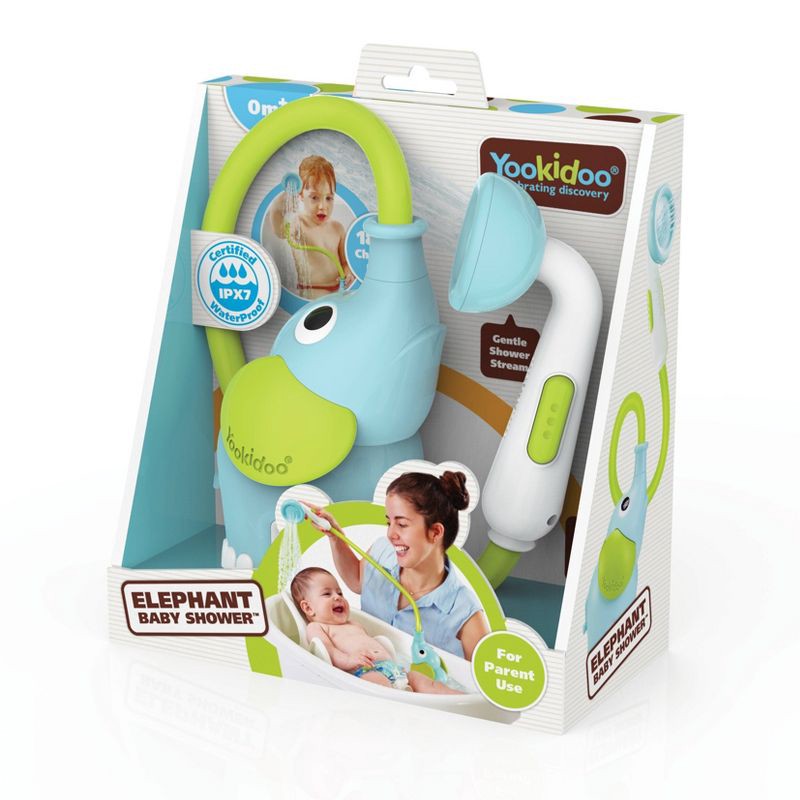 slide 9 of 11, Yookidoo Elephant Baby Shower Bath Toy - Blue/Green, 1 ct