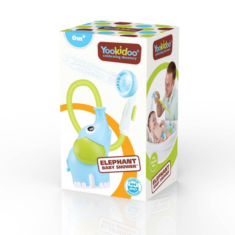 slide 10 of 11, Yookidoo Elephant Baby Shower Bath Toy - Blue/Green, 1 ct