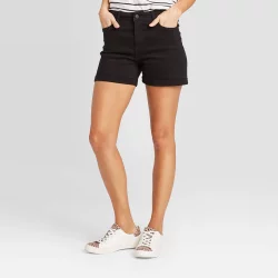 Women's High-Rise Midi Jean Shorts - Universal Thread Black 6