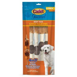 Cadet Shish Kabobs Rawhide with Chicken,Liver, Beefand Sweet Potato Dog Treats - XL - 4pk/11.6oz