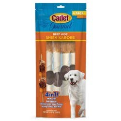 Cadet Shish Kabobs Rawhide with Chicken,Liver, Beefand Sweet Potato Dog Treats - XL - 4pk/11.6oz