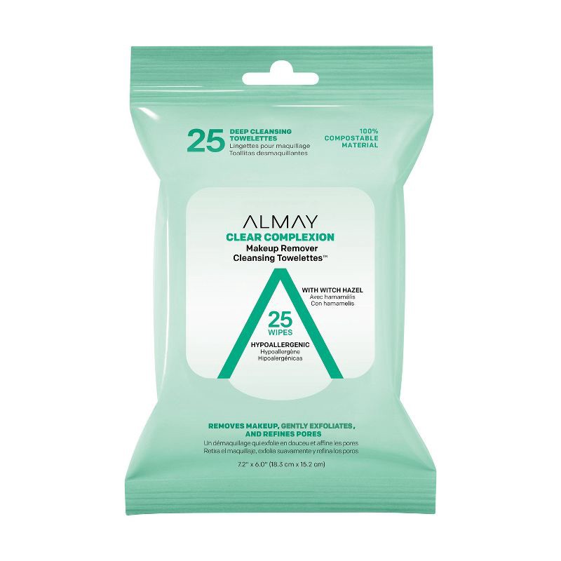 slide 1 of 5, Almay Clear Complexion Makeup Remover Cleansing Towelettes - 25ct, 25 ct