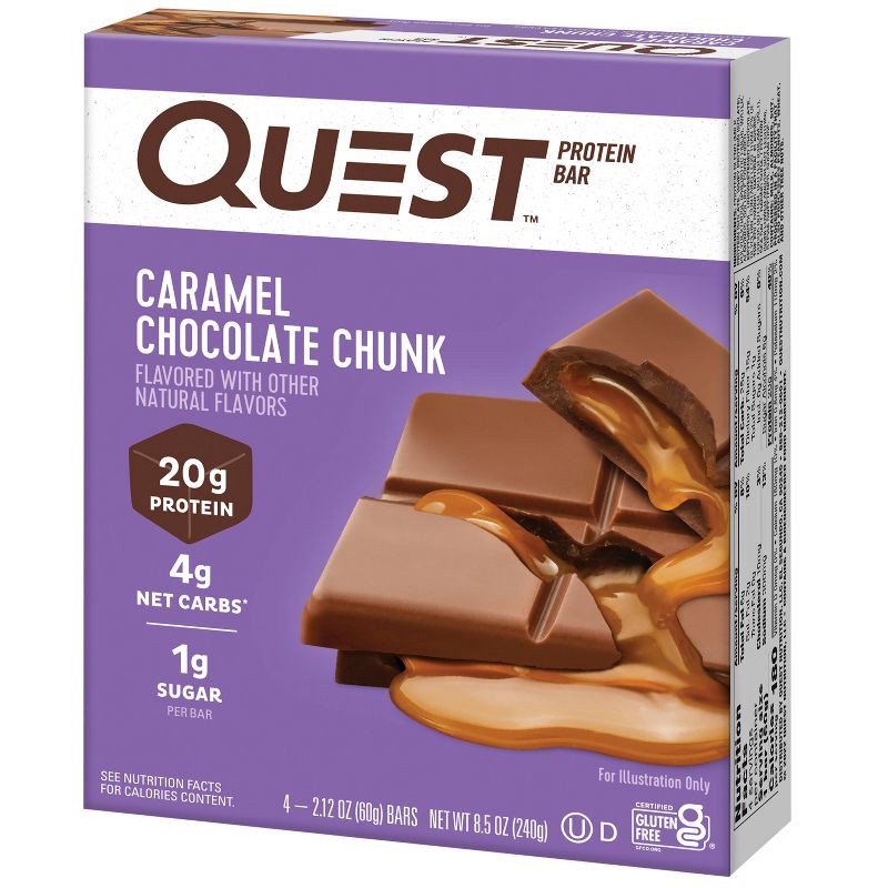 slide 3 of 7, Quest Nutrition Caramel Chocolate Chunk Protein Bar - 4ct, 4 ct