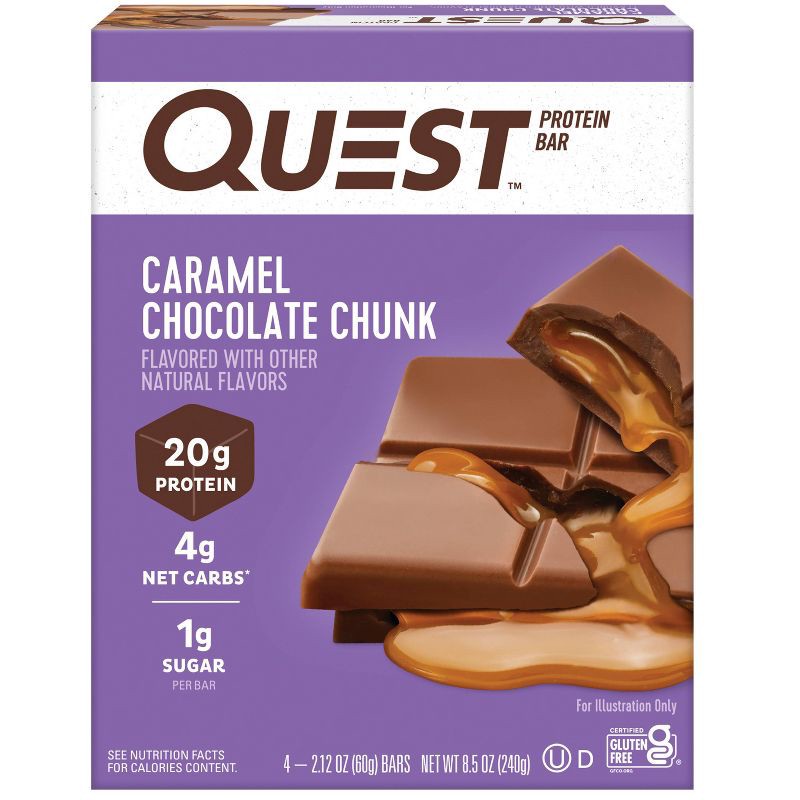 slide 1 of 7, Quest Nutrition Caramel Chocolate Chunk Protein Bar - 4ct, 4 ct