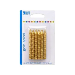 Bakery Crafts Gold Spiral 2.5" Candles - 12ct