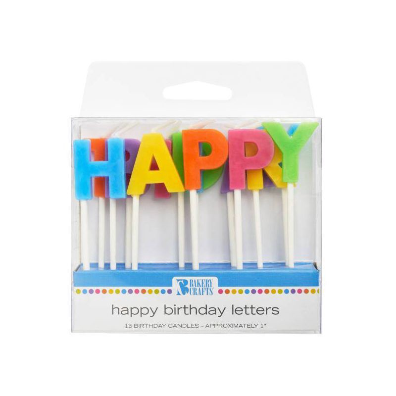 slide 1 of 5, Bakery Crafts Happy Birthday Letters 1" Candles - 13ct, 13 ct