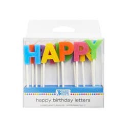 Bakery Crafts Happy Birthday Letters 1" Candles - 13ct