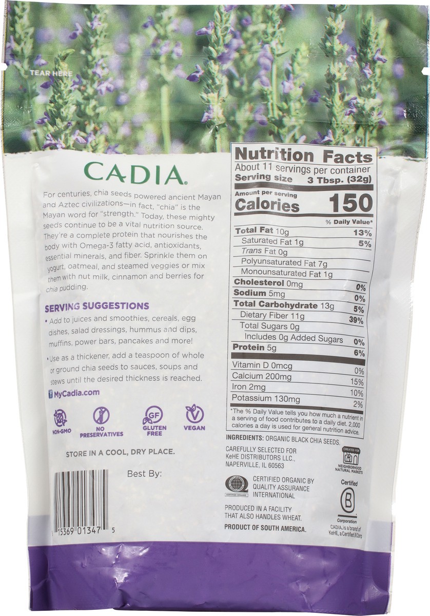 slide 5 of 9, Cadia Organic Black Chia Seeds 12 oz, 12 oz