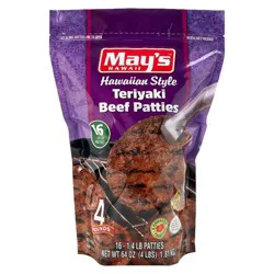 Rego's Purity May's Hawaiian Style Teriyaki Beef Burger Patties - Frozen - 64oz/16ct