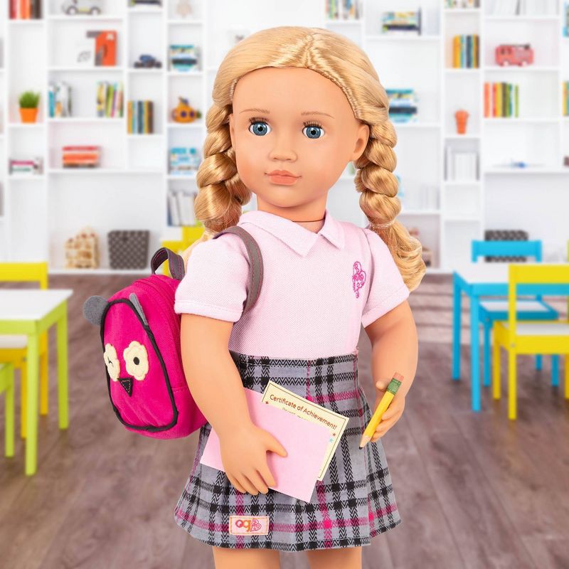 slide 2 of 8, Our Generation Hally with Storybook & Accessories 18" Posable School Doll, 1 ct