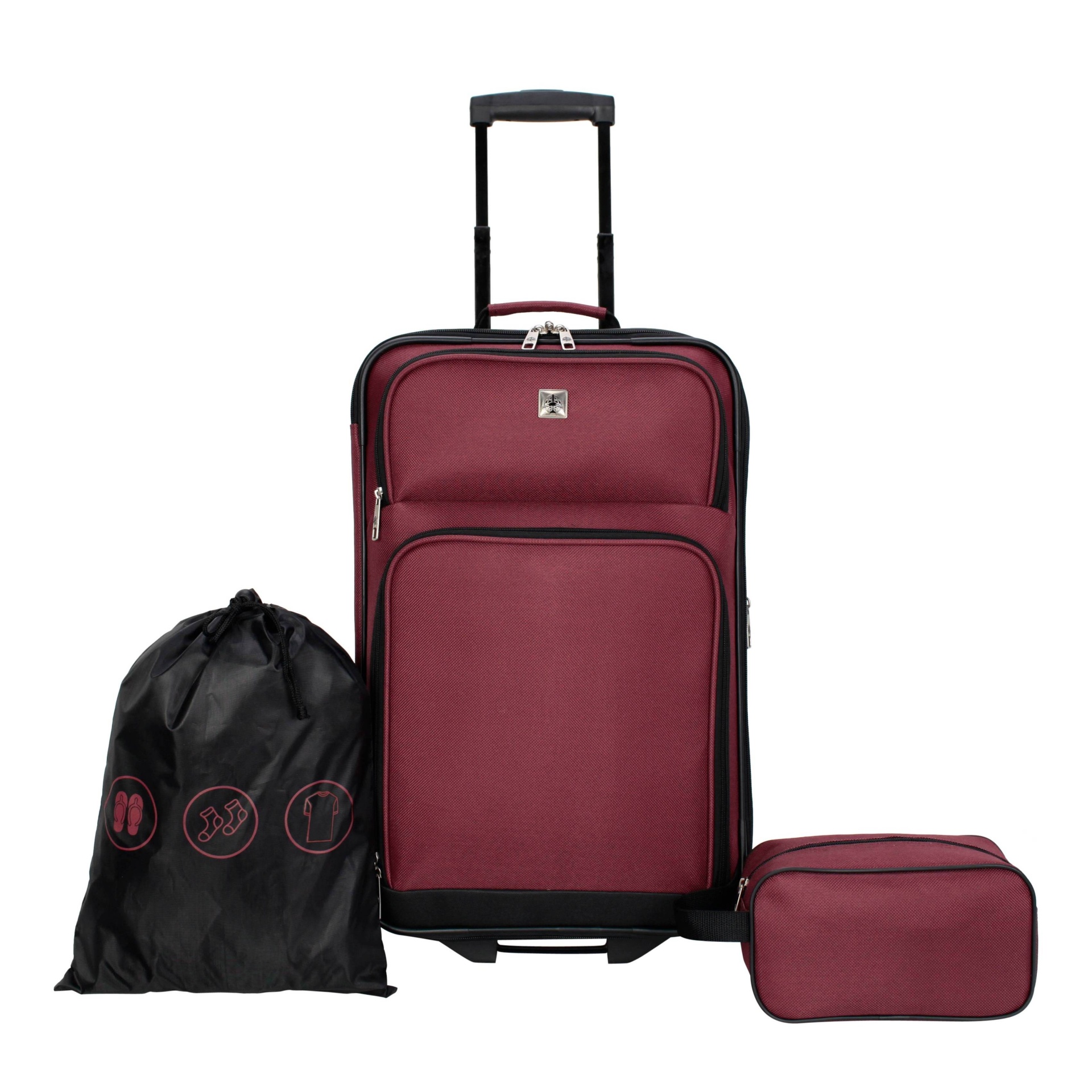 slide 1 of 12, Skyline Luggage Set - Solid Burgundy, 3 ct