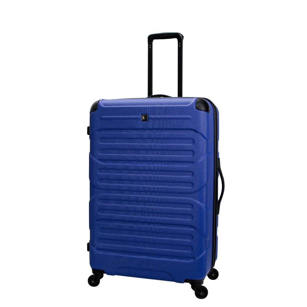 slide 3 of 10, Skyline Hardside Large Checked Spinner Suitcase - Blue, 1 ct