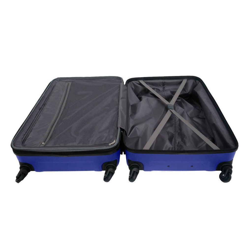 slide 8 of 10, Skyline Hardside Large Checked Spinner Suitcase - Blue, 1 ct