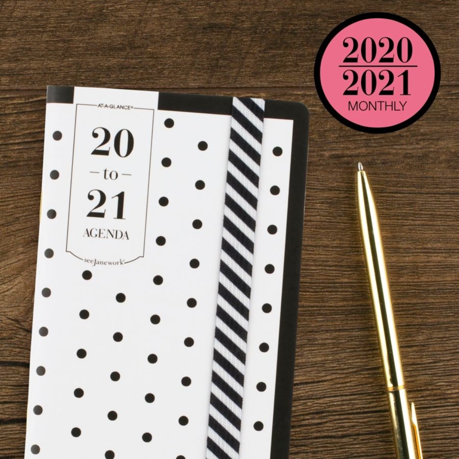 slide 5 of 5, See Jane Work Polka Dot Academic 24-Month Planner, 3-1/2'' X 6'', Black/White, July 2020 To June 2022, Sj101-021A, 1 ct