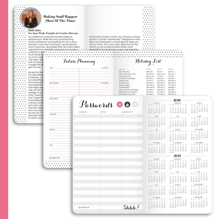 slide 4 of 5, See Jane Work Polka Dot Academic 24-Month Planner, 3-1/2'' X 6'', Black/White, July 2020 To June 2022, Sj101-021A, 1 ct